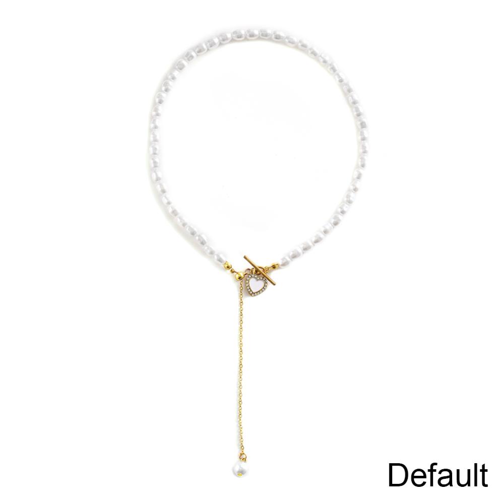 Timekey Temperamen Cinta Liontin Mutiara Kalung Niche Vintage Alloy Pearl Necklace Rantai Klavikula Perhiasan Aksesori R6T3