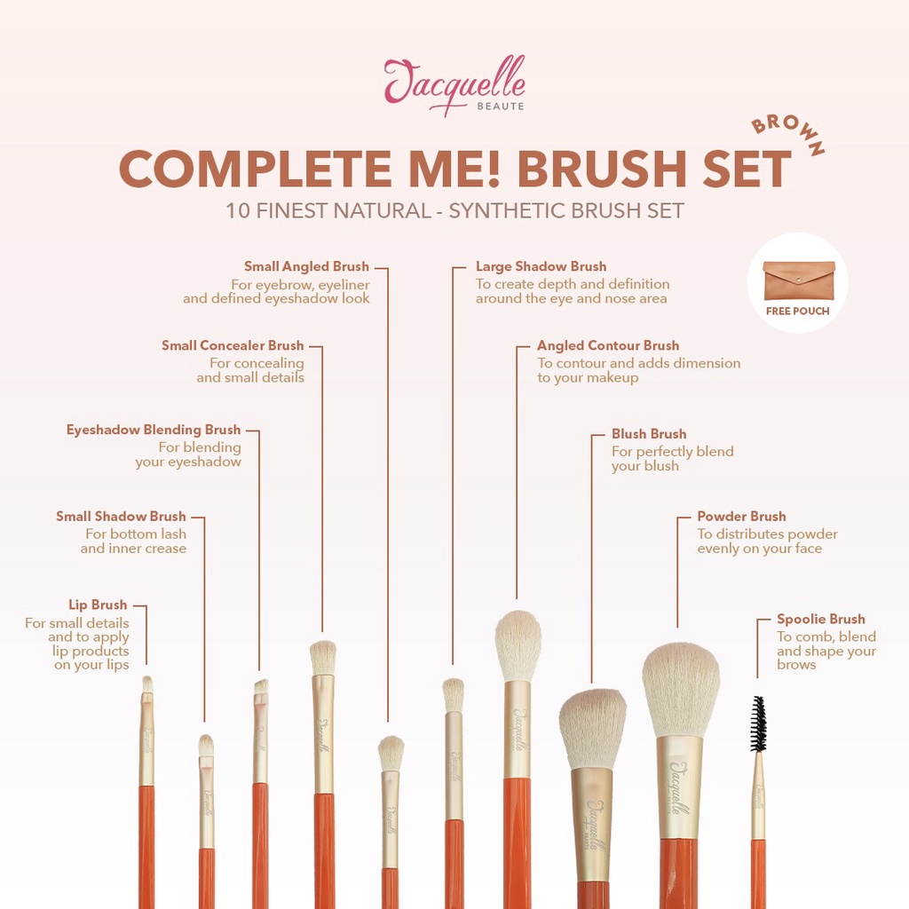 Jacquelle Complete Me! Brush Set Perlengkapan Make Up Set Brush Premium