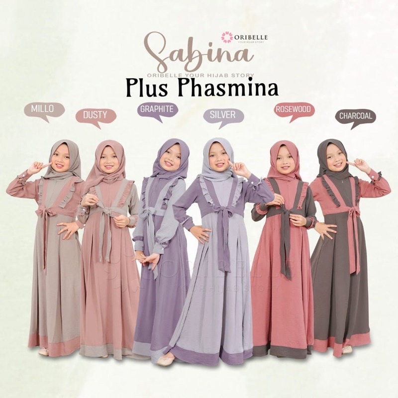 ❤❤❤ SABINA PLUS PHASMINA DRESS ORIBELLEE GAMIS CRINGKLE ANAK TANGGUNG POLOS USIA 12-14 TAHUN GAMIS M