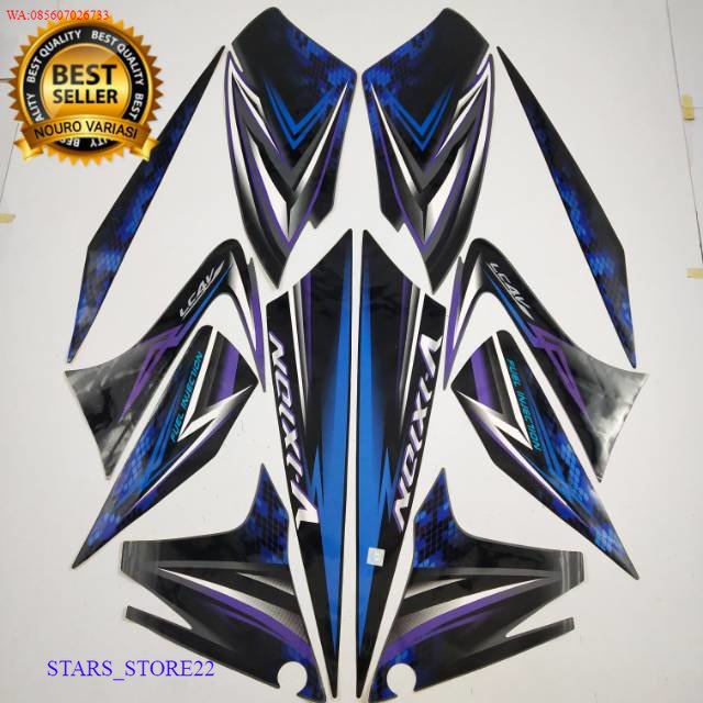 (ORI) striping yamaha vixion 150 2009 old biru hitam list body standar KUALITAS ORIGINAL PABRIK