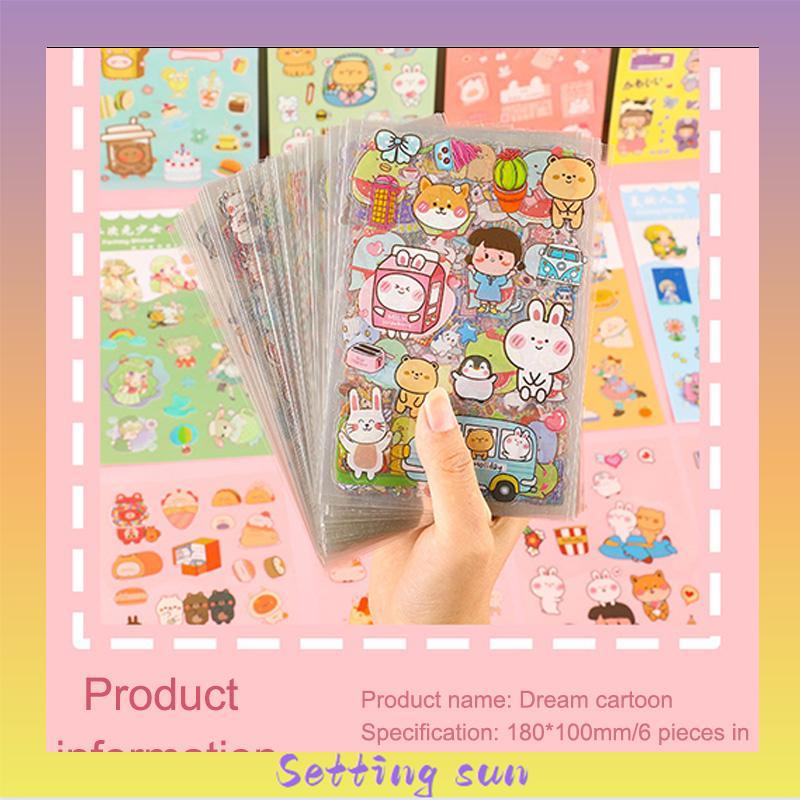 6pc Stiker Cute Cartun Lucu Food Pet Diy Diary Jurnal Palnner Deco Hias TN