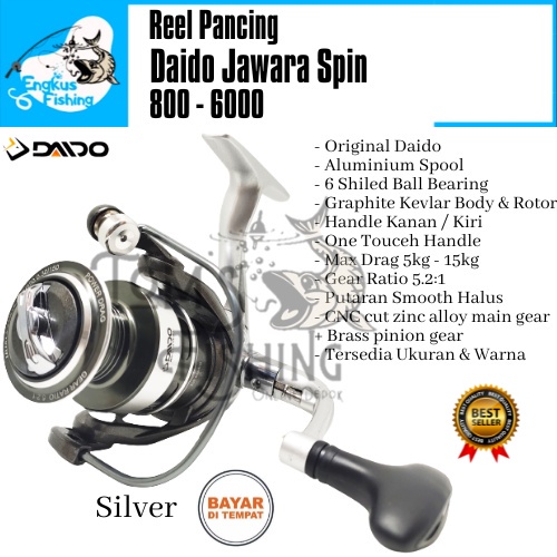 Reel Pancing Daido Jawara 800 - 6000 (6 Bearing) Aluminium Spool Murah - Engkus Fishing