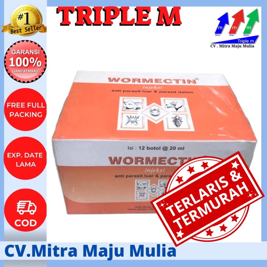 WORMECTIN 20 ml ANTI PARASIT LUAR DAN DALAM 1 DUS isi 12 botol