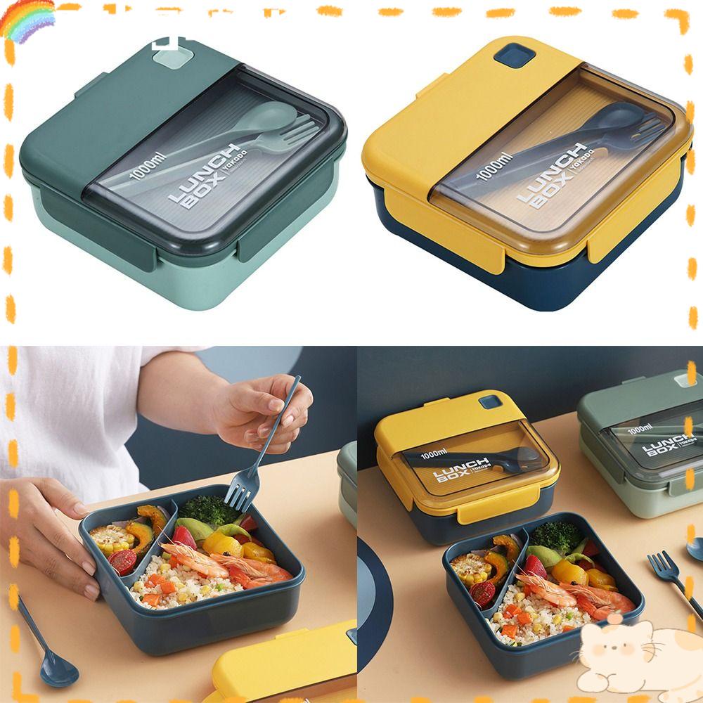 Solighter Lunch Box Portable Untuk Pelajar Pekerja Kantor Dengan Sendok Wadah Makanan