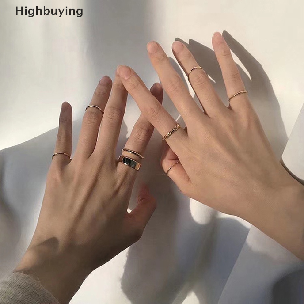 Hbid 7 Pcs Fashion Perhiasan Cincin Set Hot Jual Logam Berongga Putaran Pembukaan Wanita Jari Cincin Untuk Gadis Lady Pesta Pernikahan Hadiah Glory