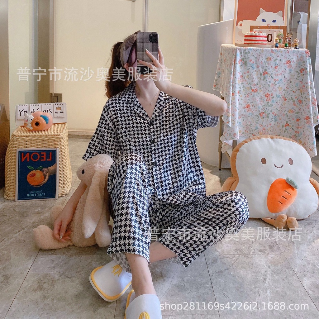 GROSIRTAS TG1674 Set Piyama Wanita Berkarakter Import Lengan Pendek Celana Panjang Motif Terbaru Kekinian