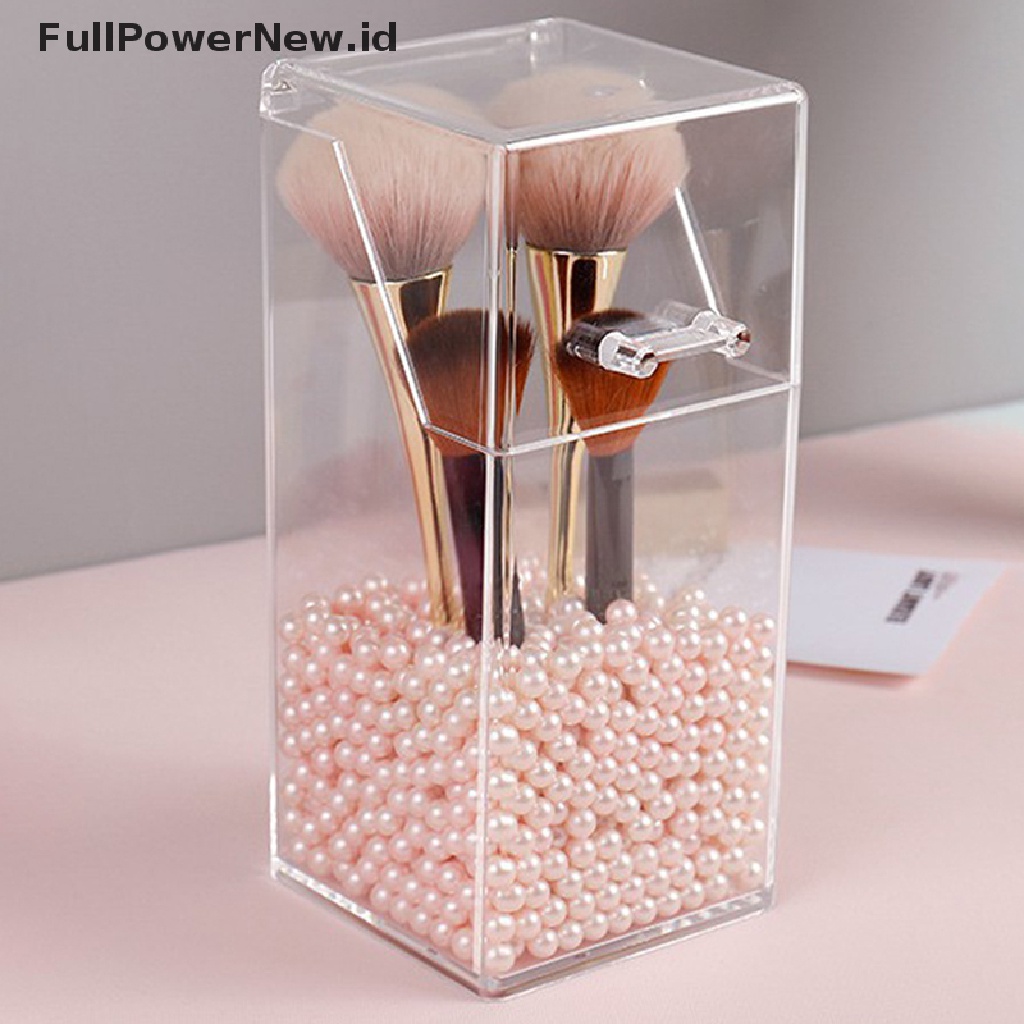 Power Pearl Acrylic Bening Organizer Kosmetik Makeup Brush Container Tempat Kotak Penyimpanan ID