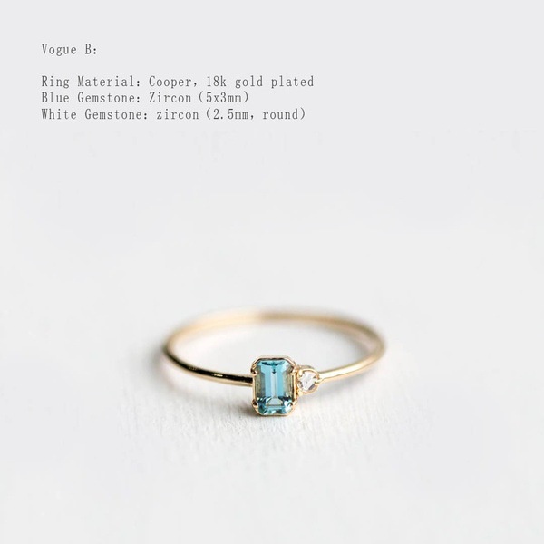 Goldkingdom Aksesoris Perhiasan Fashion Ready Stock Berlapis Emas 18k Tiga Cincin Set Dengan Topaz Laut Cincin Permata Biru Di Eropa Dan Amerika