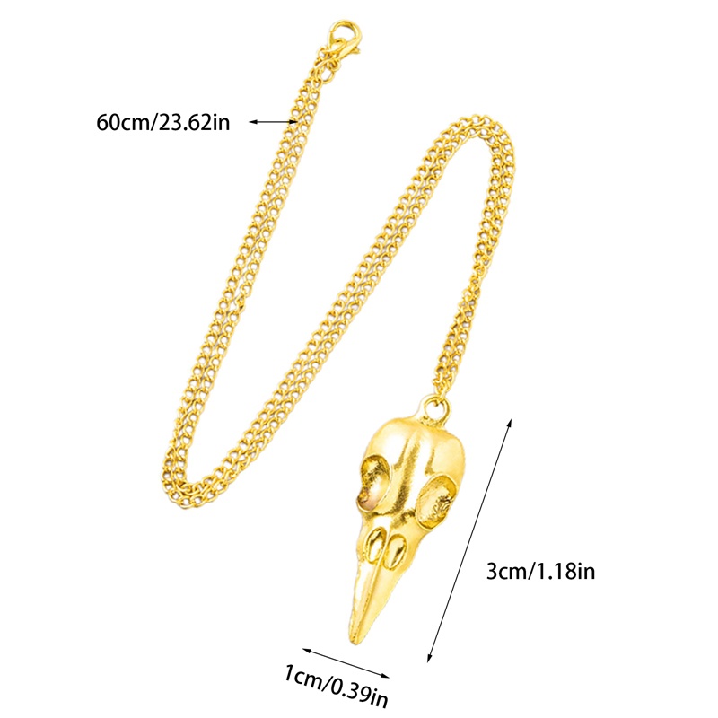 Hot Selling Mode Novelty Stereo Crow Head Skull Pendant Kalung Rantai Hadiah Natal