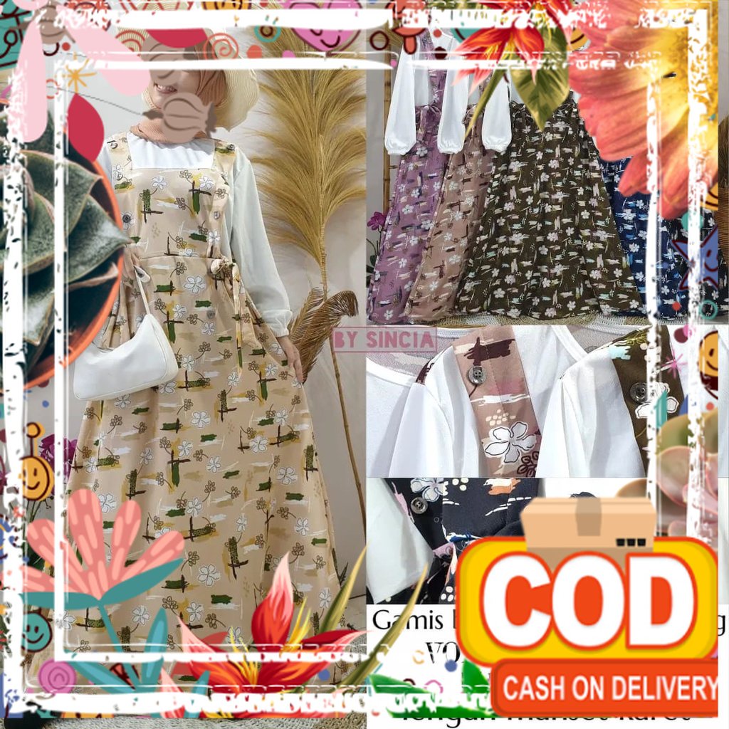 Gamis Polos Mayung Kombinasi Kancing Lengan Karet ( Real Pick ) Motif BUNGA MELATI Bahan Voxi Spande