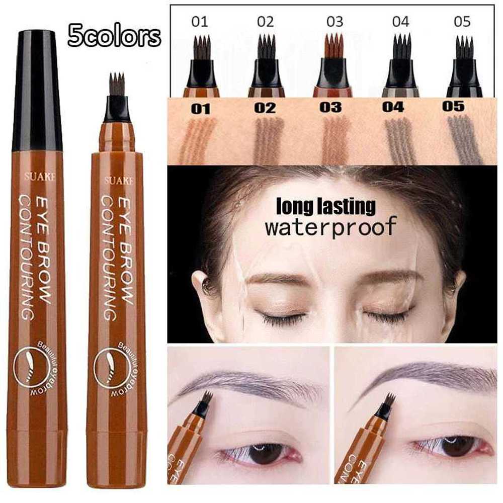 Pensil Alis Microblading Eyebrow Tint Brow Tattoo Pen Waterproof Pena Warna Hitam Black Darkbrown Gray Peralatan Kecantikan Anti Air Makeup Make Up MUA Profesional Kosmetik