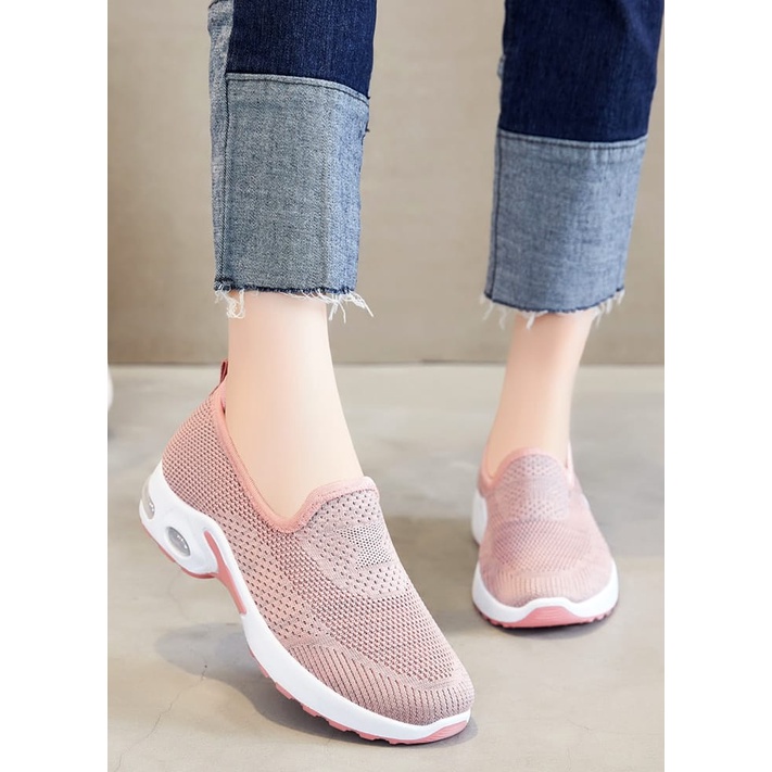 SHOEGALLERY LV0236 Sepatu Olahraga Wanita Tanpa Tali Import Rajut Premium