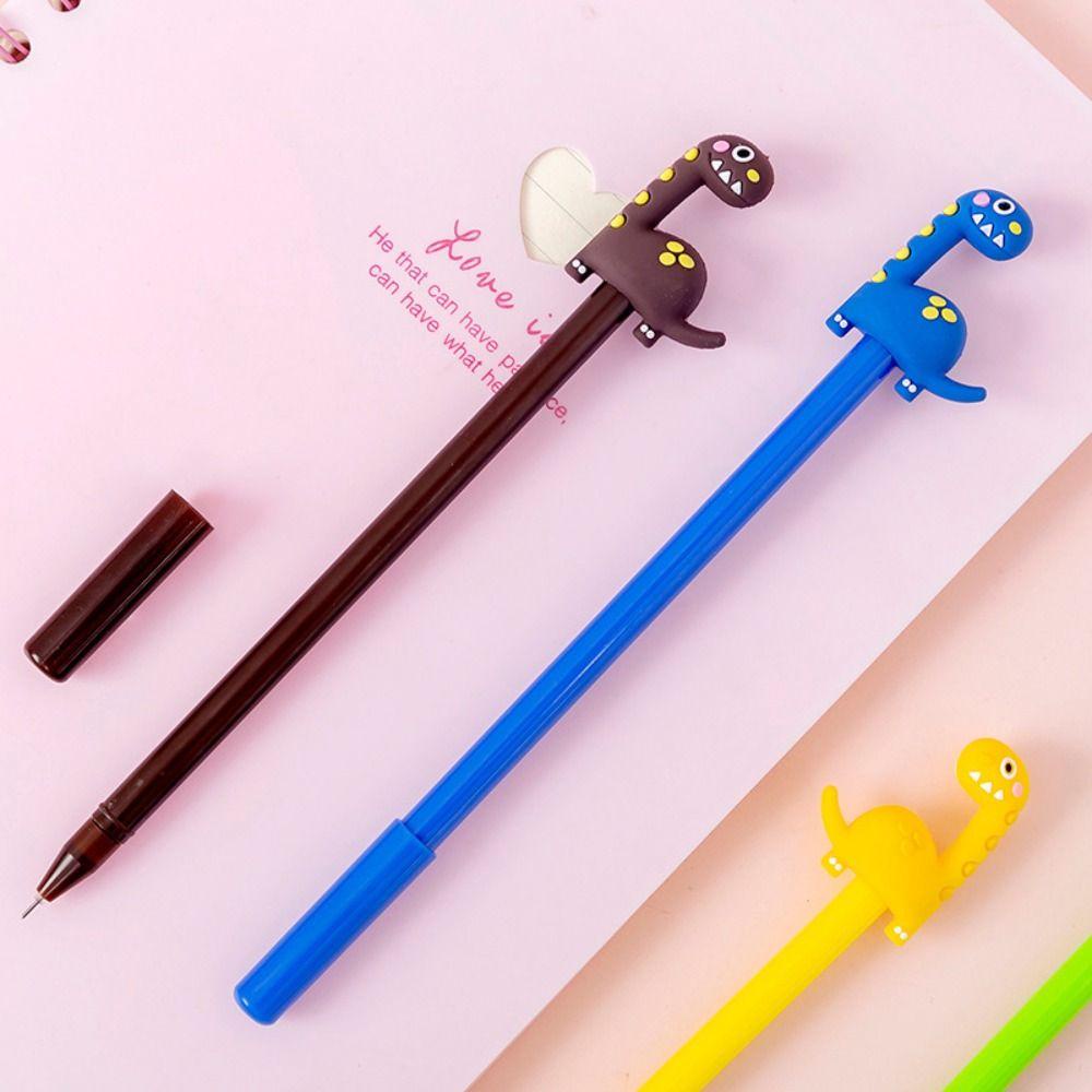 [Elegan] 0.5mm Gel Pen Kreatif Kawaii Tinta Hitam Siswa Tutul Dinosaurus Siging Pena Tulisan