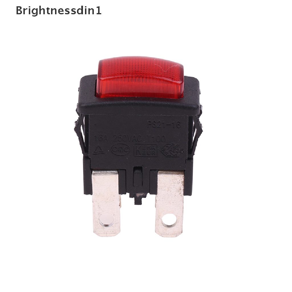 [Brightnessdin1] Red 4Pins 16A Self-Lock On Off Push Button Rocker Switch PS21-16 Dengan Pemanas Cahaya Saklar Sentuh Listrik Untuk Vacuum Cleaner Garment Steamer Boutique