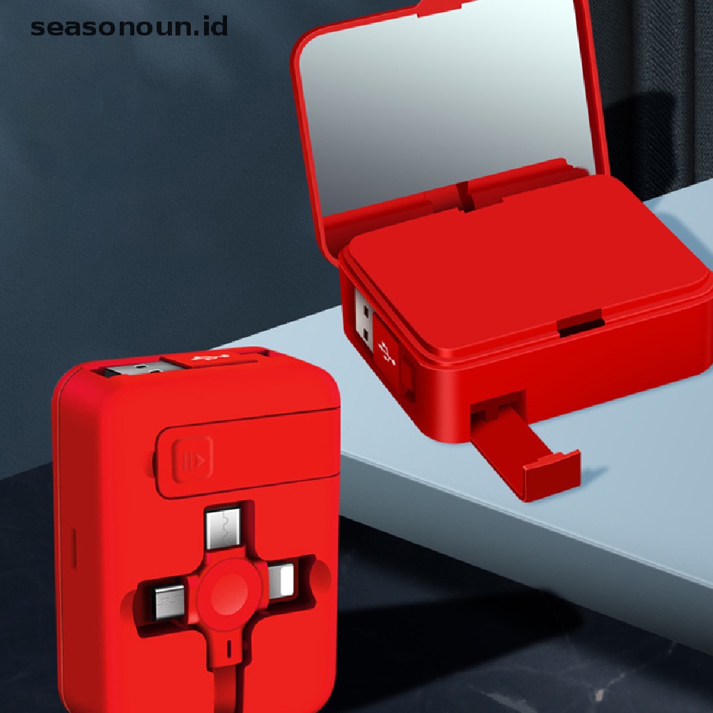 Seasonoun 3in1 Retractable 8pin/USB Type C/Kabel Micro USB Untuk iPhone14 13 Pro 1m Charger Ponsel Kabel Data Kable Dengan Stand Phone.