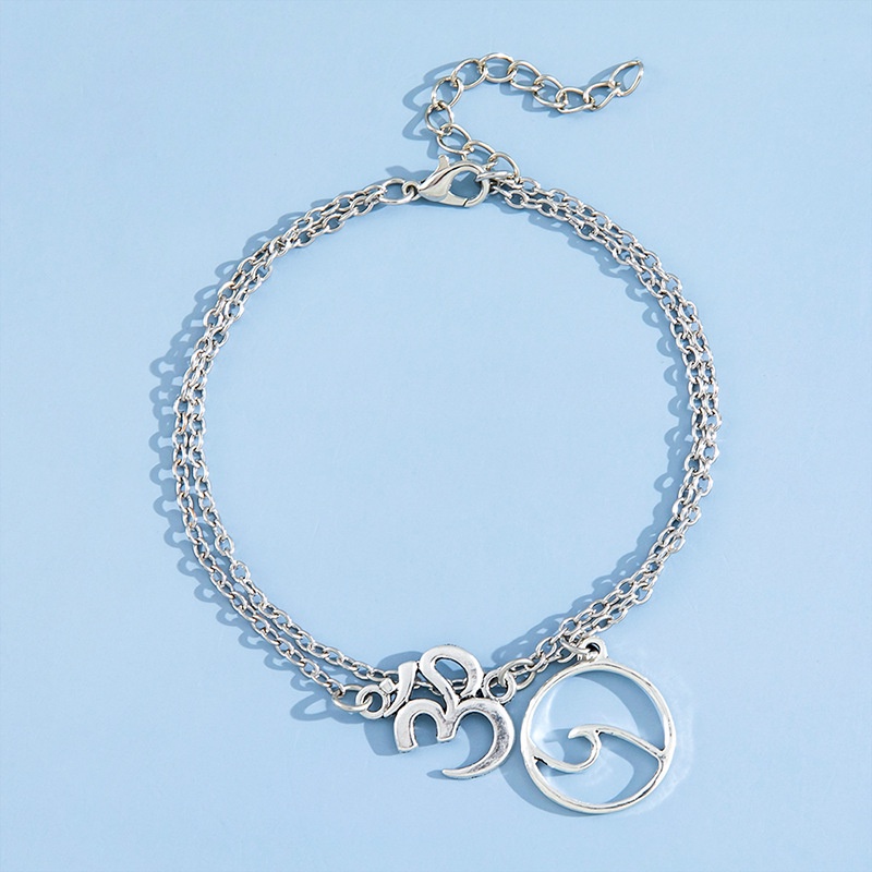 Cahaya Mewah, Desain Kecil, Gelombang Pantai Rasa Tinggi, Terbalik 8-karakter Rantai Kaki Dua Lapis, Rantai Pantai alloy, 1pc