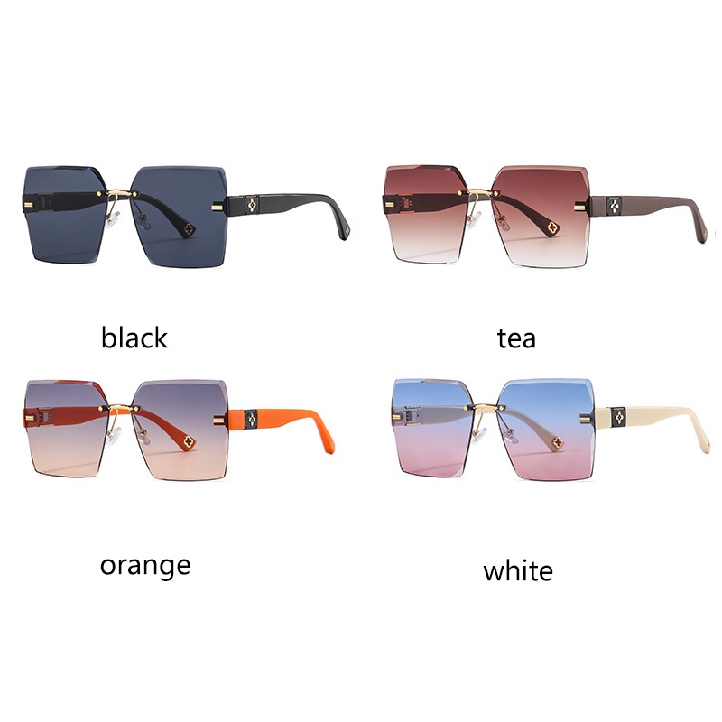 Kacamata Hitam Fashion rimless square sunglasses wanita