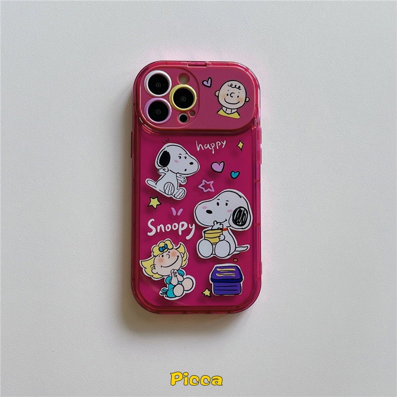 IPHONE Casing Kompatibel Untuk Iphone11 14 13 12 Pro MAX XR 8 7 14 Plus X XS MAX SE 2020 Kartun Snoopy Kreatif Flip Make Up Cermin Shockproof Lembut TPU Phone Back Cover Case