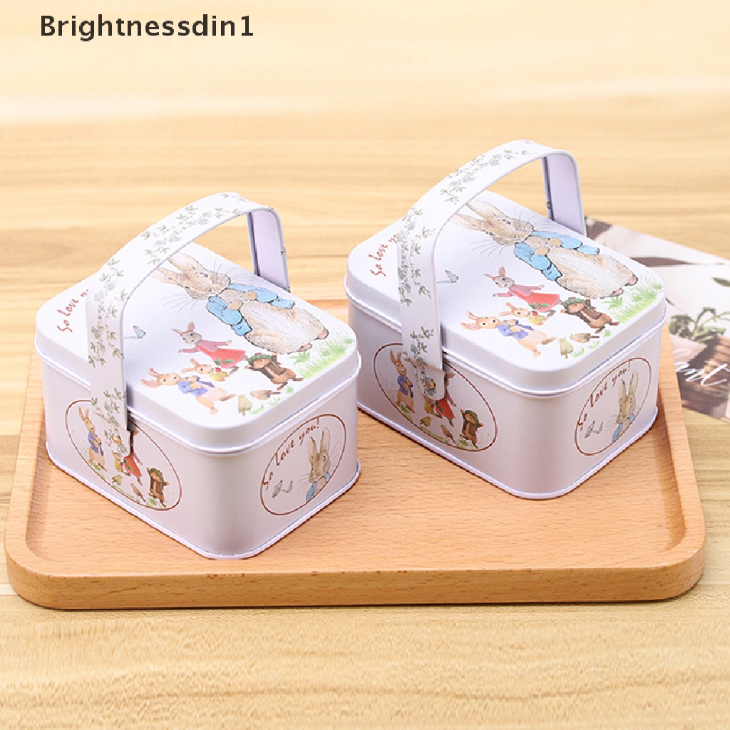 [Brightnessdin1] Vintage Tinplate Little White Rabbit Suitcase Candy Box Kotak Hadiah Penyimpanan Bisa Butik