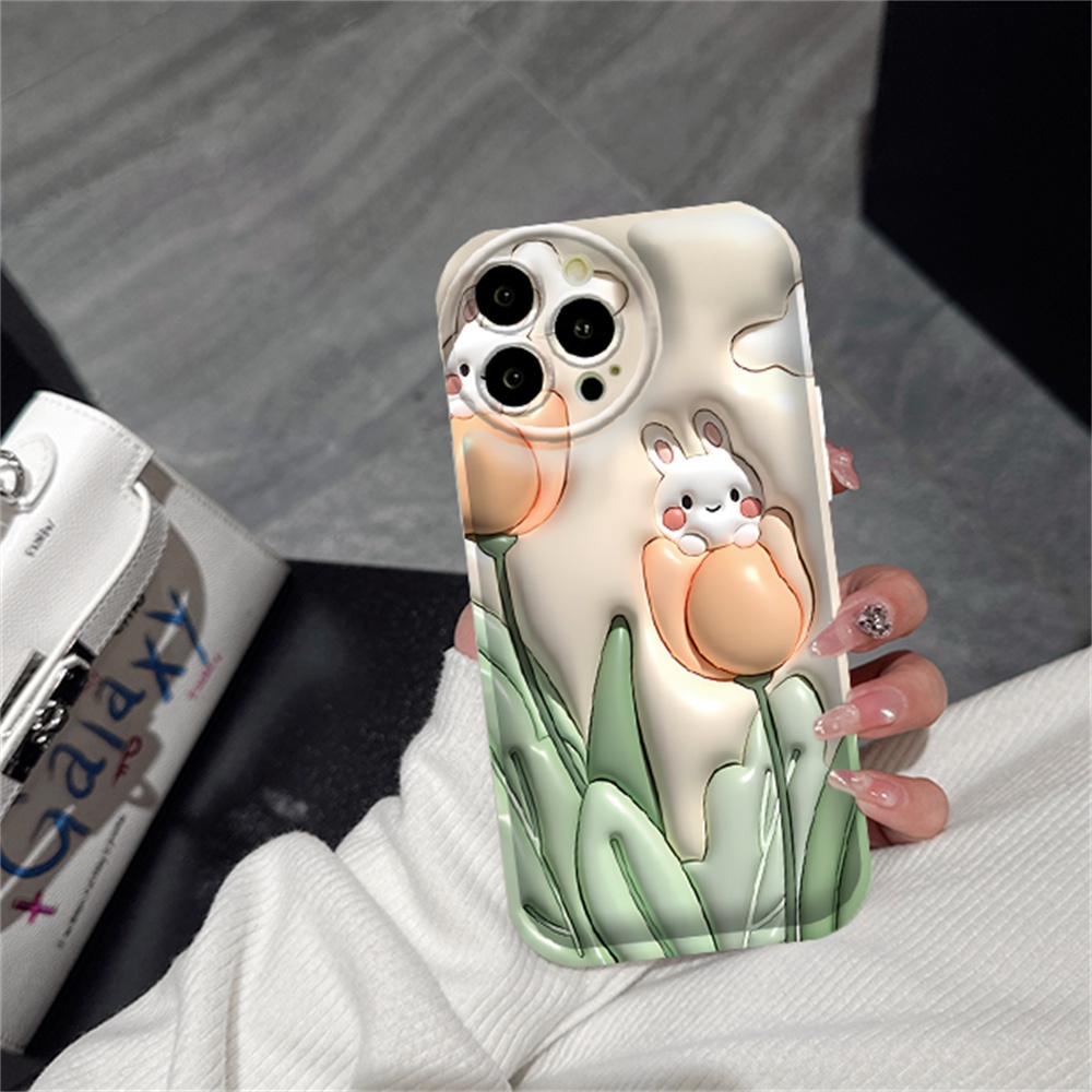 Case Realme 10 C15 C12 C25S C11 C20 realme5 5i 6i C3 8i C21Y C25Y Tulip Kelinci Bantal Udara TPU Phone Cover