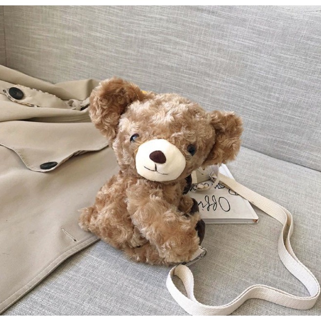 PA Tas Bulu Selempang Teddy Bear Tas Boneka BERUANG merangkul import Terbaru Shoulder Bag Lucu Selempang Kartun Untuk Wanita Bahan Plush Boneka TF095