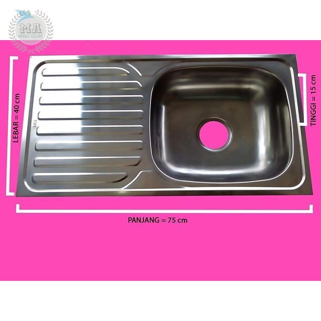bak cuci piring stainless 75 cm x40cm / kitchen sink/ stainless/sink BCP Bak Cuci Piring Stainless 1 Lubang 75 cm