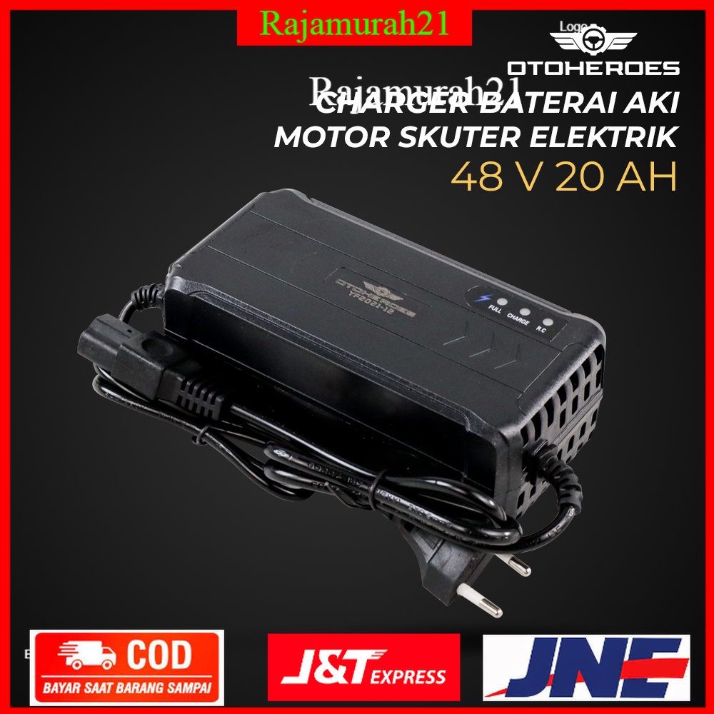 OTOHEROES Charger Baterai Aki Motor Skuter Elektrik 48 V 20 AH - Black - OMRSKPBK