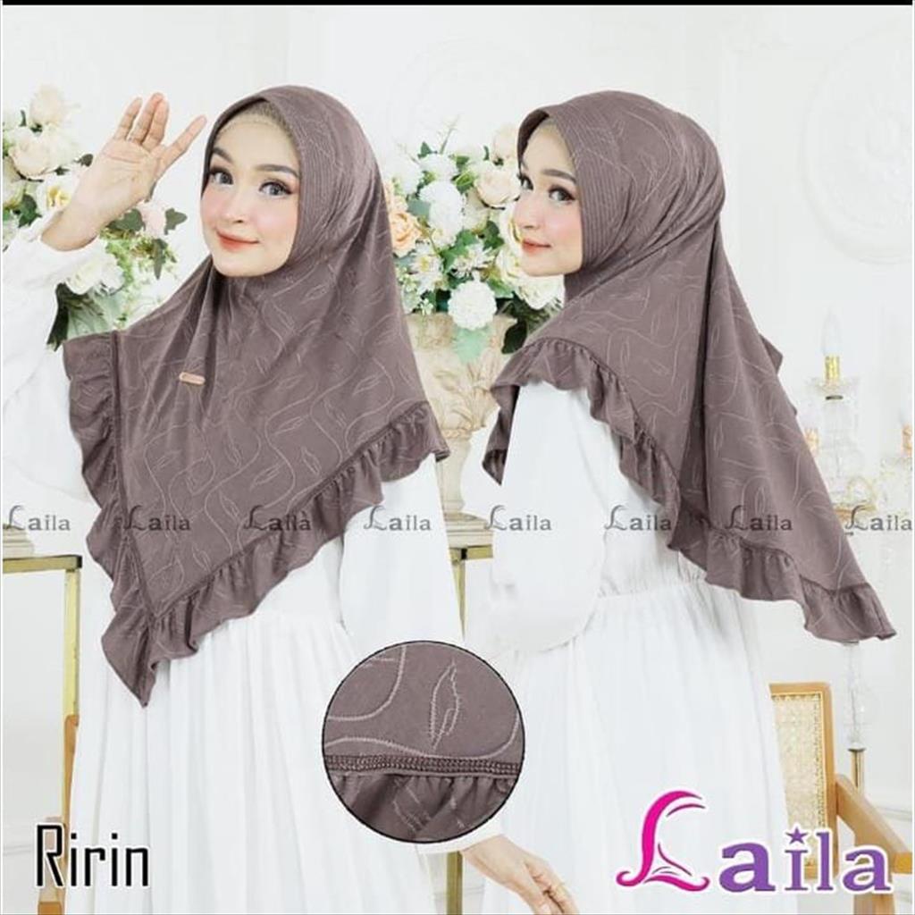 (Original Laila Hijab) Laila Ririn Bergo Rempel Motif Daun - Hijab