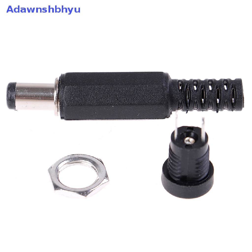 Adhyu Female Plug+Male Plug Jack Socket Adapter Konektor Dudukan Panel Power Supply Dc ID