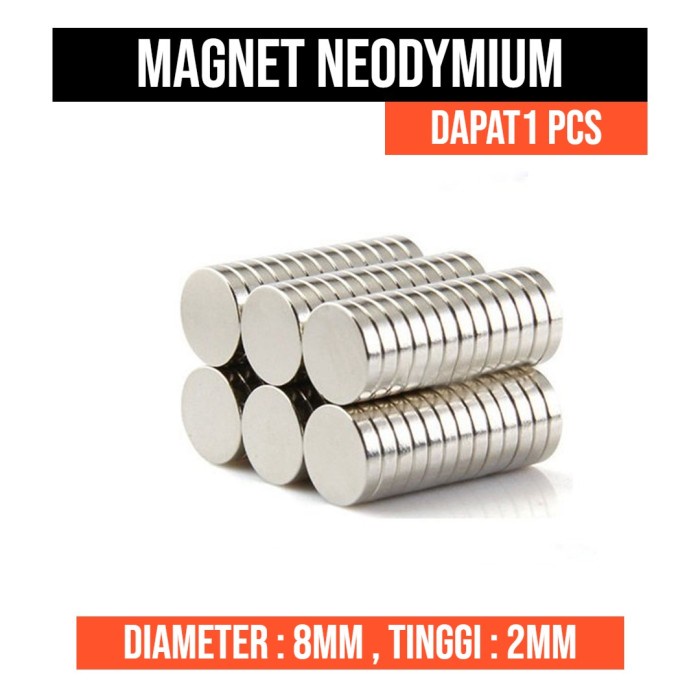 Magnet 8x2 mm Neodymium 8x2mm Silinder 8mm x 2mm N52 8 mm 2 mm Kuat