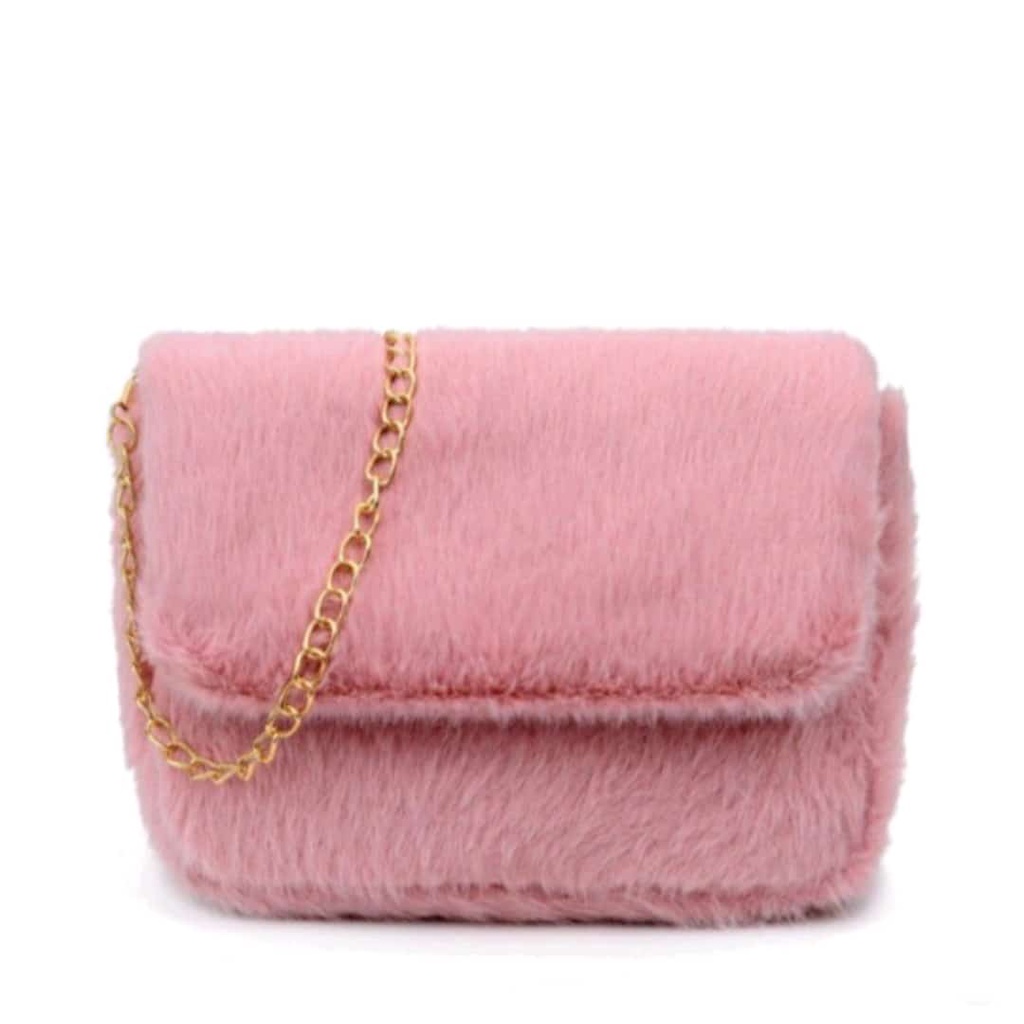 Tas Selempang Wanita Remaja Tas bulu selempang bahu Selempang Tali Rantai Wanita Fashion tingkin sto