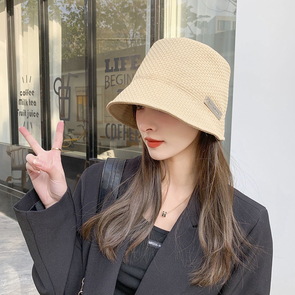 Topi Nelayan Perempuan Musim Panas Sederhana Outdoor Perlindungan UV Tabir Surya Bucket Hat