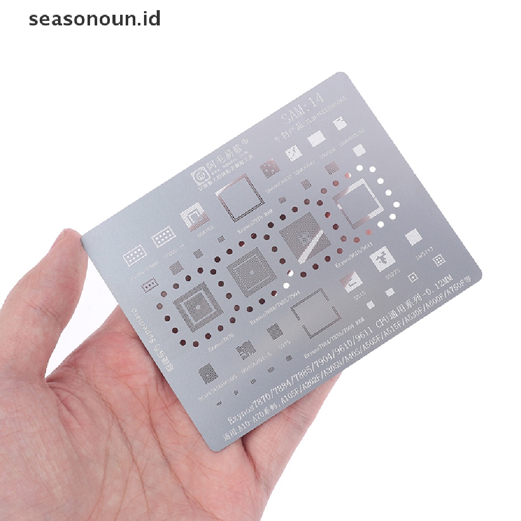 Seasonoun 1PC SAM14 BGA Reballing Stensil Untuk Exynos78707884 7885 7904 9610 9611 CPU A10.