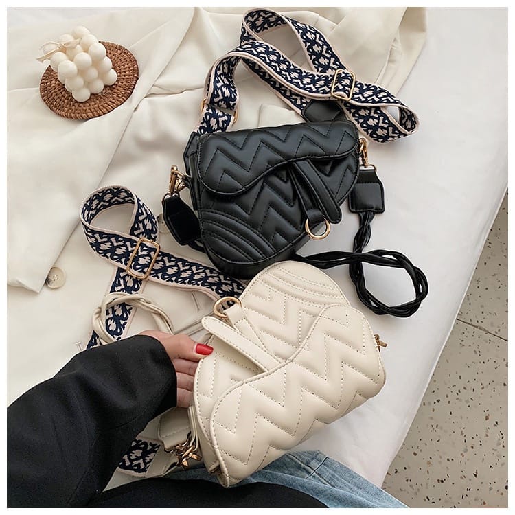 SHOEGALLERY  LV0253 Tas Selempang  Import Wanita With 2 Strap Model M Saddle Bag Kekinian