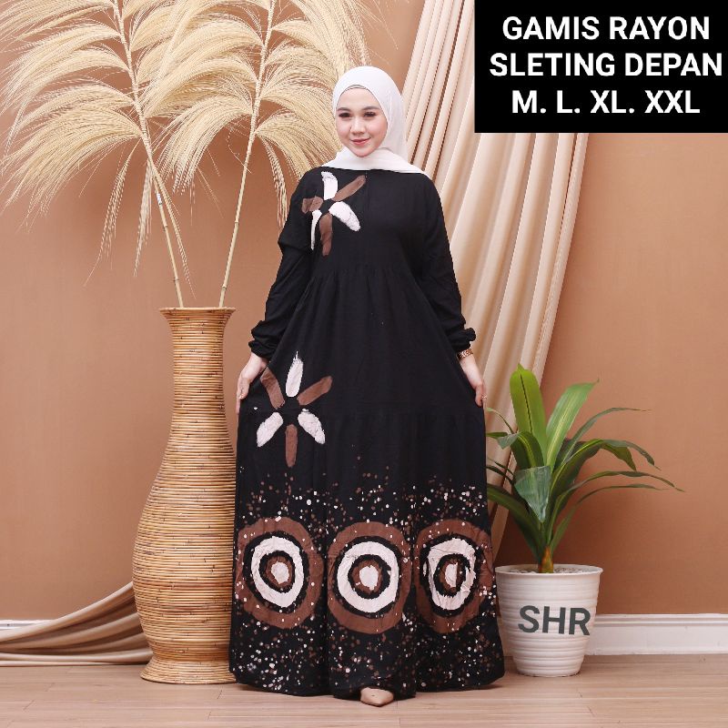 Ready Stock ✅ Dress Muslim Gamis Abstrak Modern Gamis Rayon Malaman Gamis Batik Modern Terkini / Kum