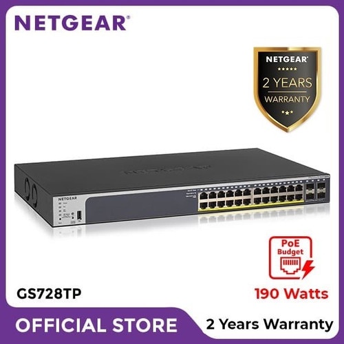 Netgear GS728TP 28 Port Gigabit Ethernet PoE+ Smart Managed Pro Switch M