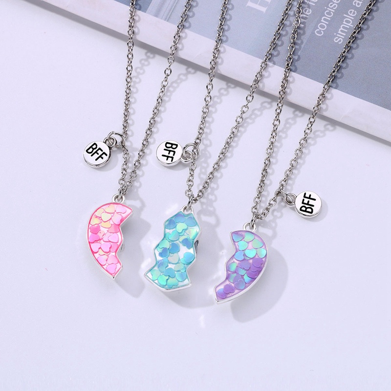 3 Pcs/Set Fashion Teman Baik Anak Kalung Geometris Menetes Minyak Magnet Jahitan Cinta Kalung