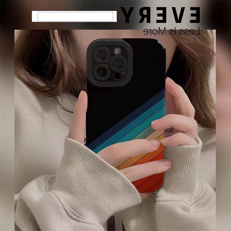 Fashion！Black Rainbow Soft Case HP VIVO V9 Y11 Y12i Y12 Y15 Y17 Y12S Y20 Y20i Y20S Y19 Y93 Y91C S1 V15 Pro Y50 Y30 Y30i V20 Z1 Pro Y52S Y31S V5 V5S V21 4G V23 5G Y83 FTD Stripe Casing