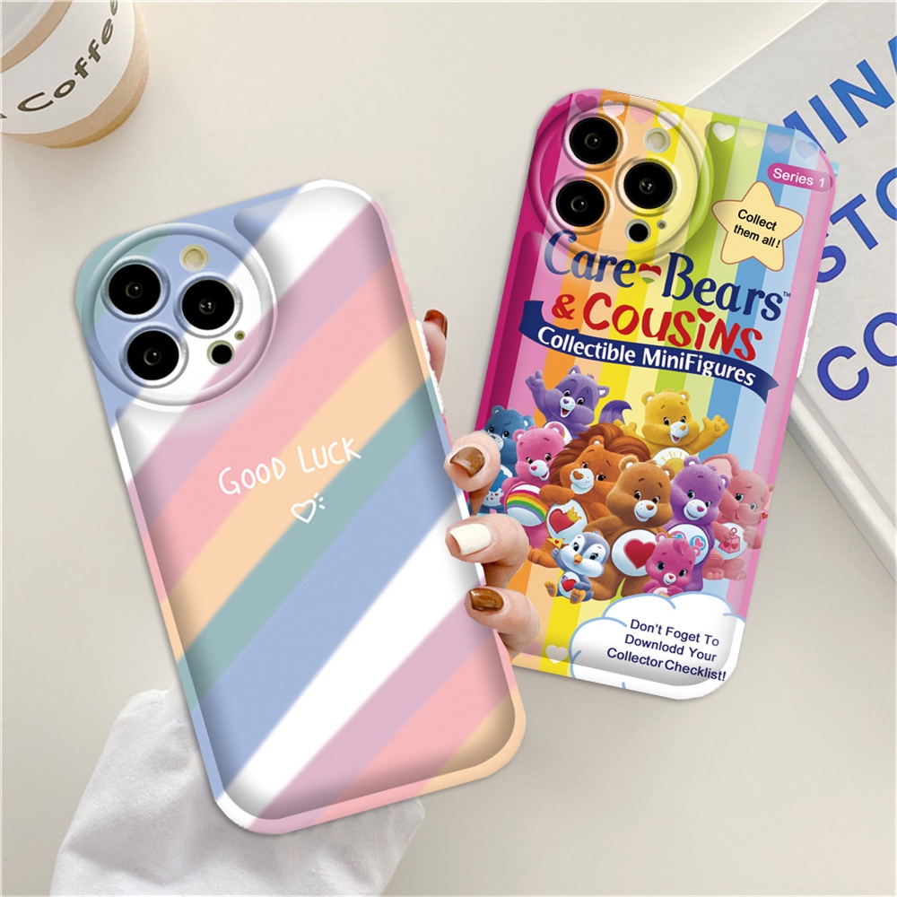 Casing hp Samsung A14 A04S A04 A13 A03 A03S A12 A52 A21S A50 A50S A30S A20 A10S A10 A1 J7 Prime J7 Pro J6 Plus 3D Vision Rainbow Care Bears Air Cushion Soft Case BY