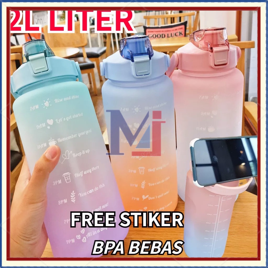 【Free Stiker 2D &amp;3D】2 Liter Korea Viral Botol/Botol Minum 2 Liter/botol Minum 2 Liter Bpa Free Food Grade/Botol 2 Liter Free Stiker