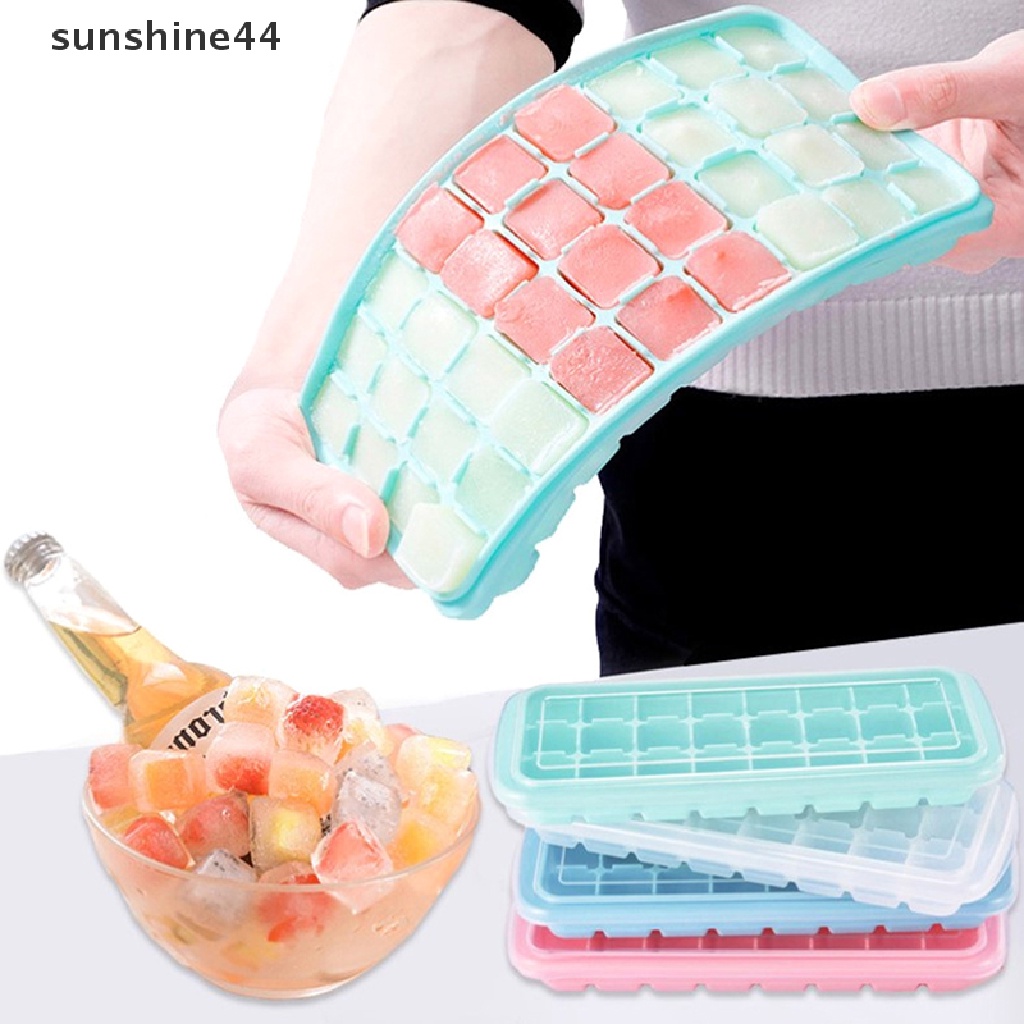 Sunshine 24/36grids Ice Tray Silicone Es Honeycomb Es Batu Kotak Es Krim Dengan Tutup ID