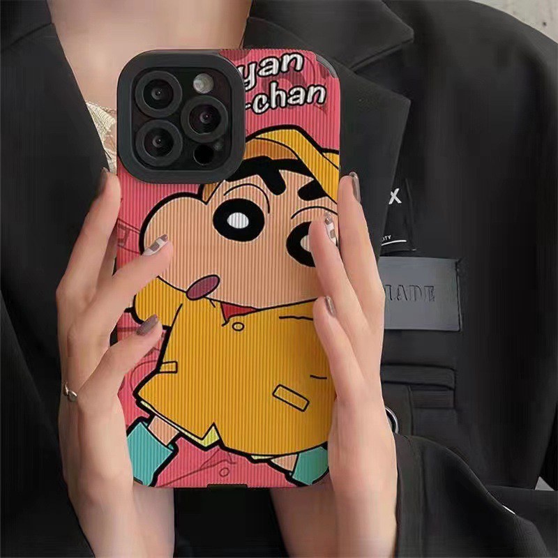 Lovely！Crayon Shin Chan Soft Case iP iPhone 7 8 Plus SE 2020 X XR XS Max 11 12 13 14 Pro Max FTD Stripe Casing Apple