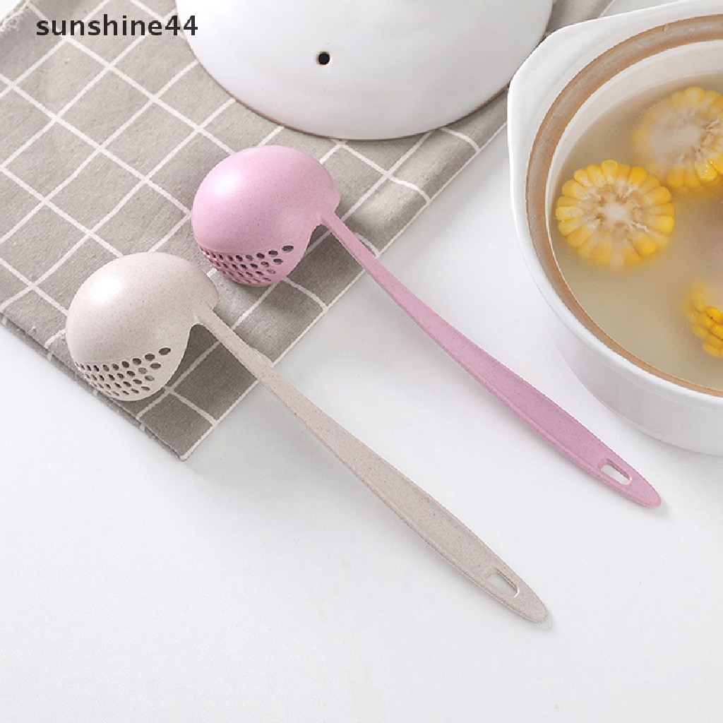 Sunshine Sendok Sup Gagang Panjang 2in1 Sendok Slotted Home Strainer Cooking Colander Kitchen Scoop Aksesoris Dapur Plastik ID