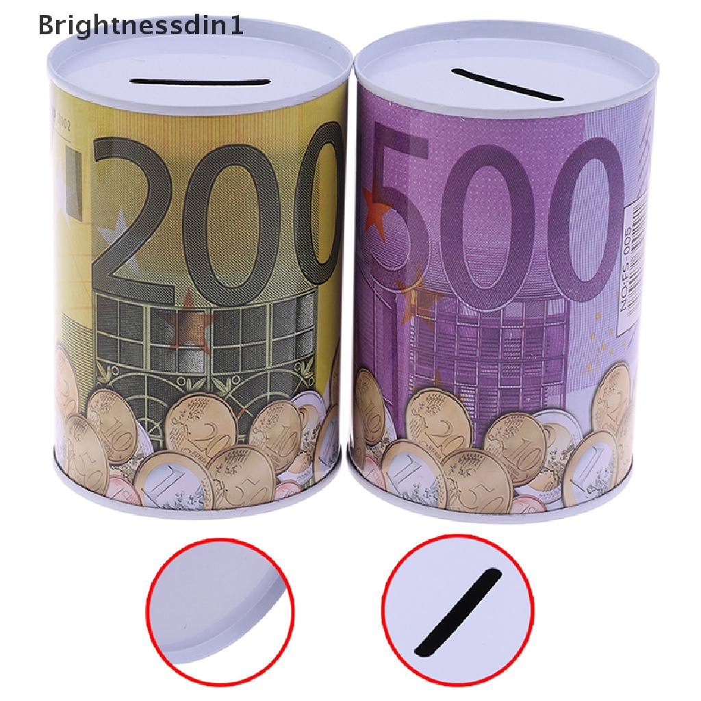 [Brightnessdin1] 1pc Kotak Uang Dollar Euro Brankas Cylinder Piggy Banks Untuk Deposit Box Koin  Butik