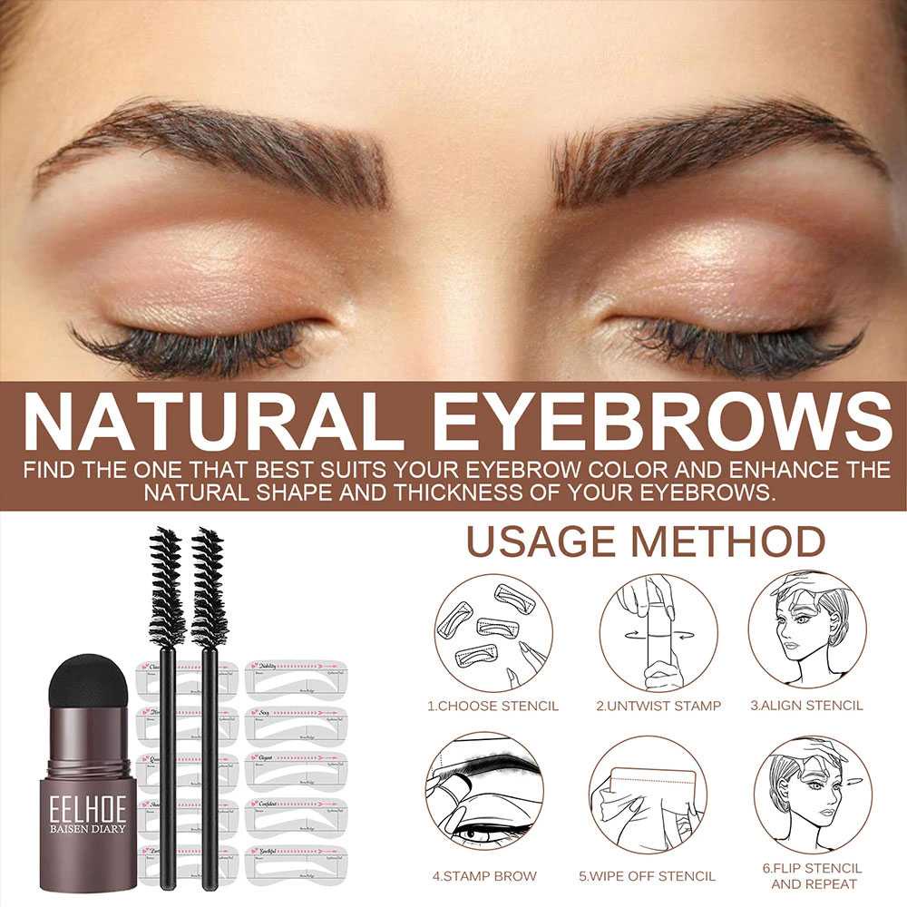 Cetakan Alis Tempel Eyebrow Powder Stamp Set Alat Cetak Browcarra Template Kecantikan Perlatan Makeup Make Up Warna Hitam Cokelat Dark Brown Premium Kuas Bulu Mata MUA Praktis