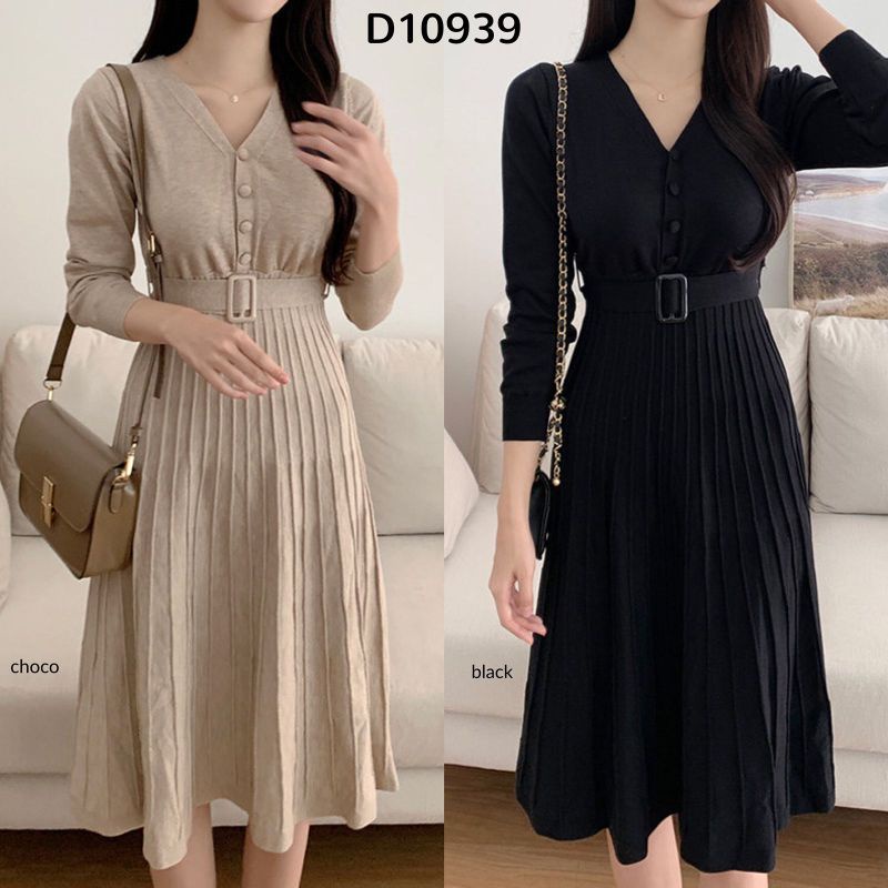Baju knit dress Flare Pleated Dress Baju midi dress Riby bodycon inner knit rajut premium dress polo