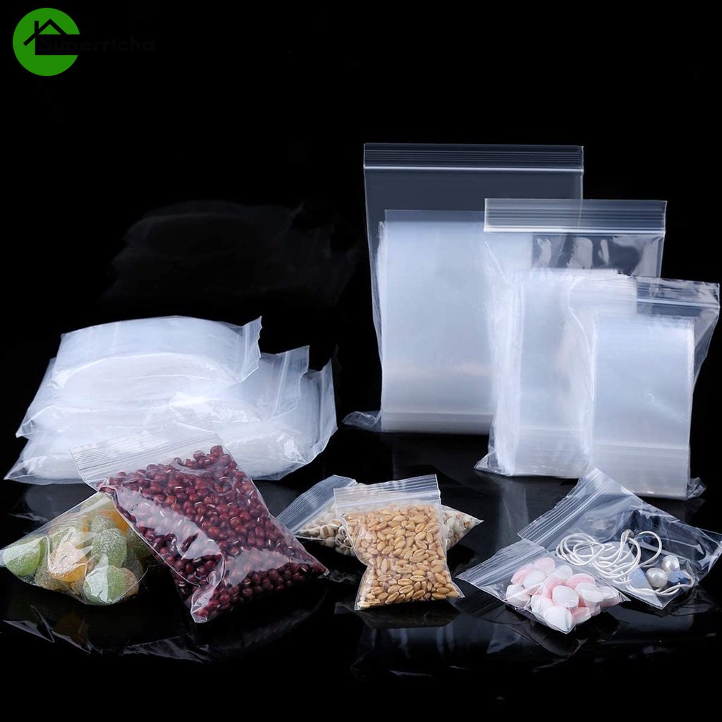[Unggulan] 100pcs Tas Zip Lock Resealable/Tas Penyimpanan Makanan Dapur/Travel Portable Kacang, Permen, Sandwich Makanan Segar Seal Kedap Udara Zipper Bags/Organizer Ziplock Bags