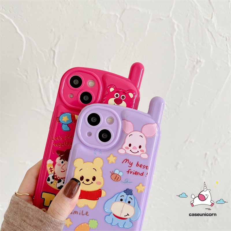Casing Kompatibel Untuk iPhone XR 7plus 11 13 14 12 Pro Max7 8 Plus X XS MAX SE 2020 Toy Story Lucu Strawberry Bear Manyo Glossy Kepribadian Retro Bentuk Telepon Soft Tpu Creative Case
