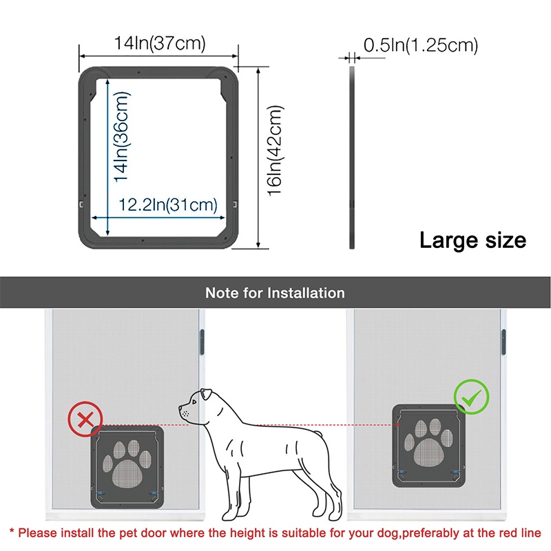 Dog Cat Flap Door Pet Cat Inside Door Lockable Safe Screen Outdoor Door Magnetic Self-Closing Function Pintu Kokoh Untuk Anjing Kucing