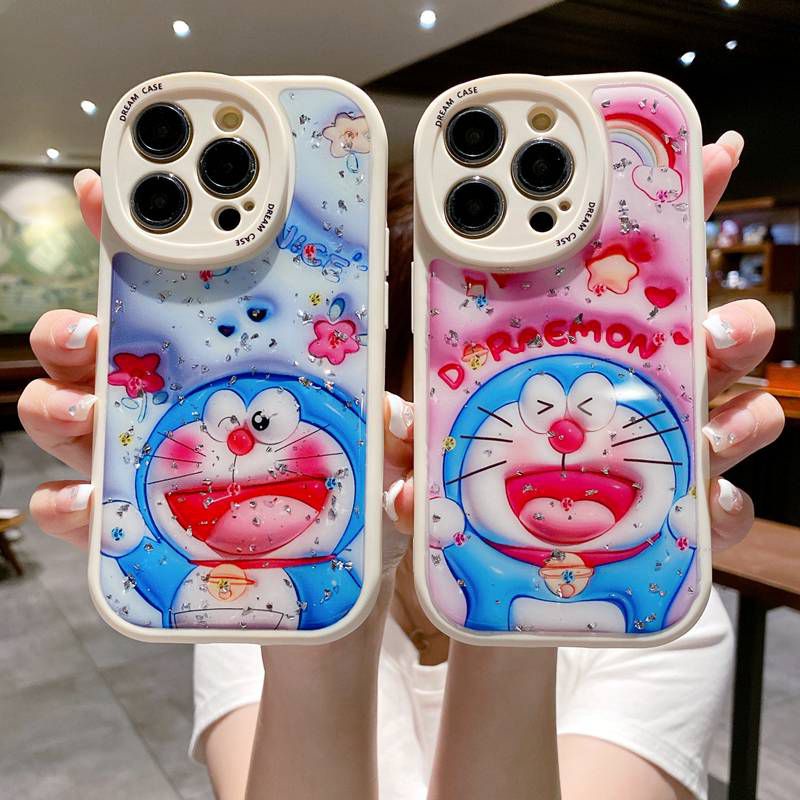 IPHONE Lovely Rainbow Doraemon Flash Soft TPU Case HP iP Iphone14 13 12 11 Pro Max FTD Casing Apple